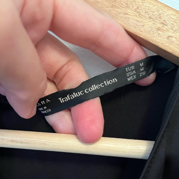 Zara Black Lace Up Cross Over Longsleeve Satin Dress Size medium - Picture 6 of 10